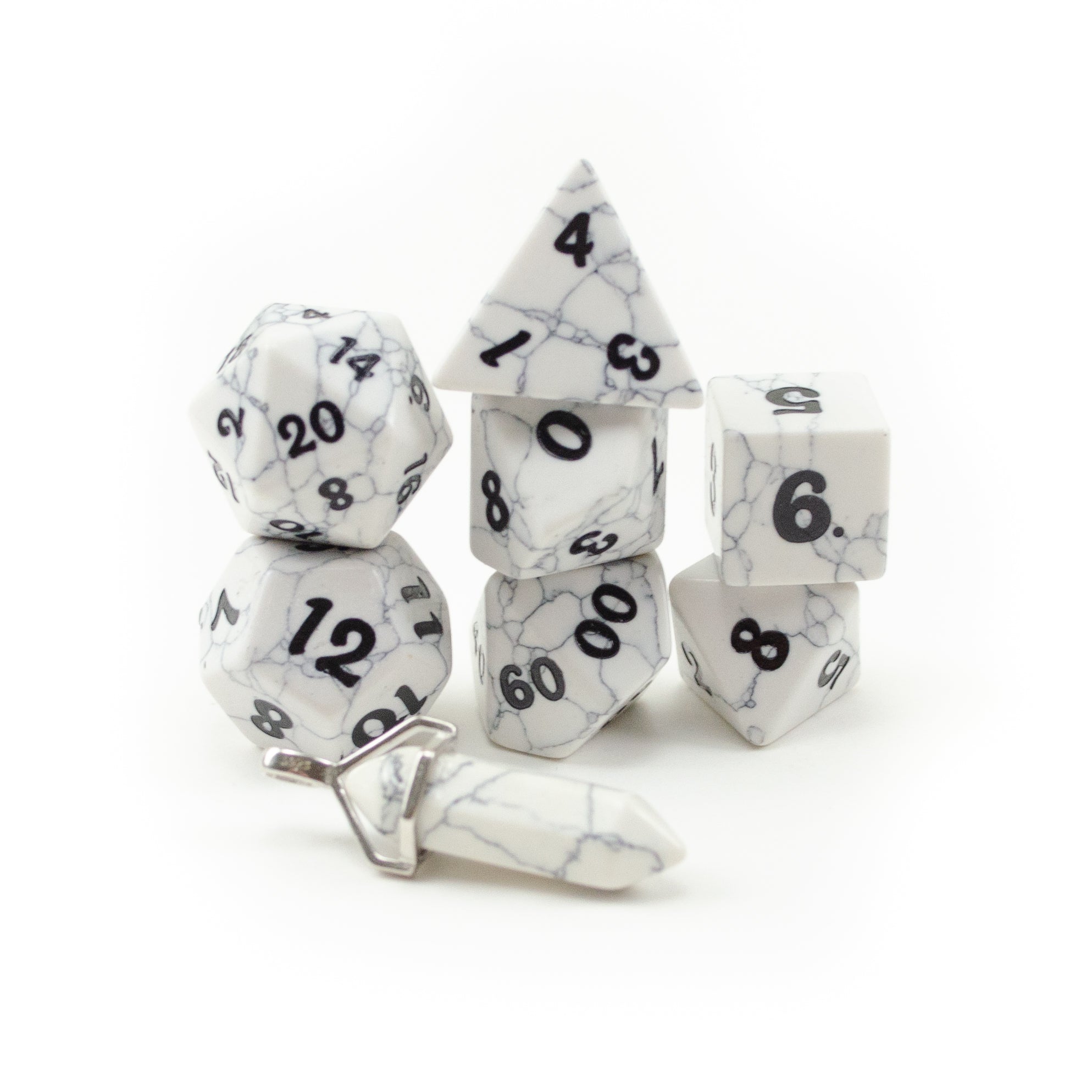 Level Up best Dice Howlite Gemstone Gaming Dice Set of Seven