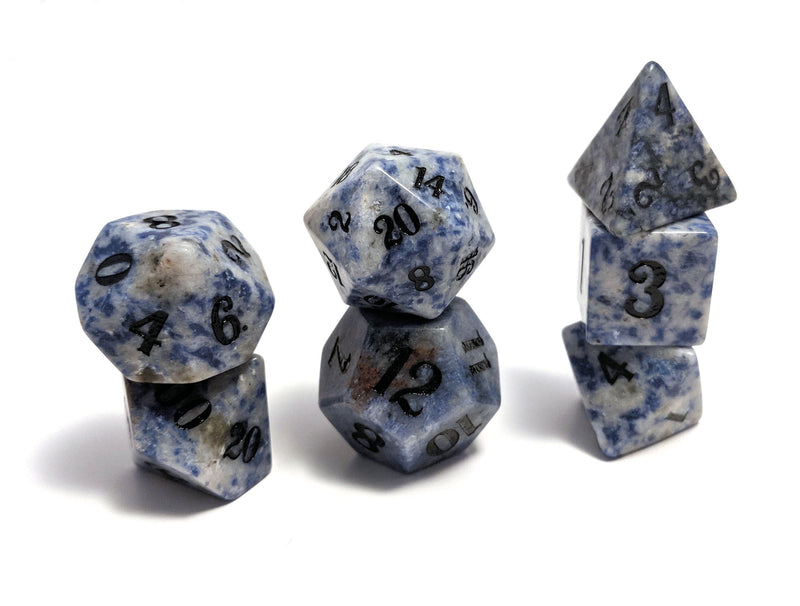 Blue Bahia Granite Hand Carved Semi-Precious Stone Dice Set