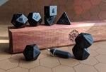 Raised Obsidian Semi Precious Stone Dice Set with Wyrmwood Vault