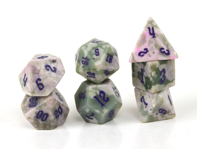 White Lavender Jade Semi Precious Stone Dice Set