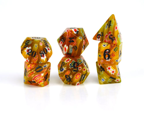 Honeysuckle Candy Glass Dice (JD) Set of 7